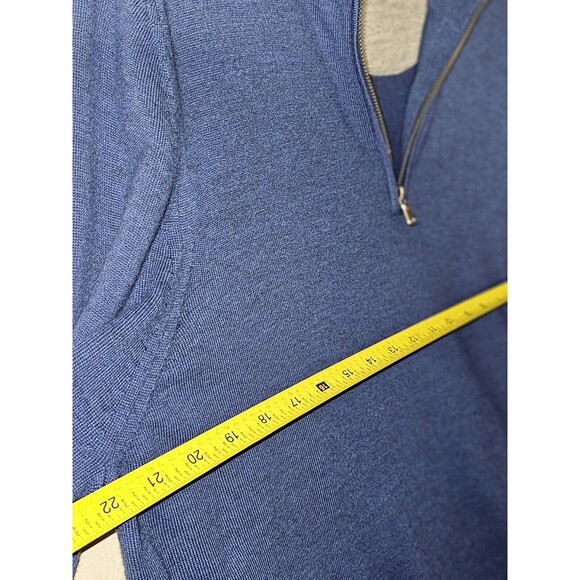 Nordstrom Merino Wool Henley Sweater 1/4 Zip  Mens XL Blue Preppy Small Flaw - Picture 6 of 10